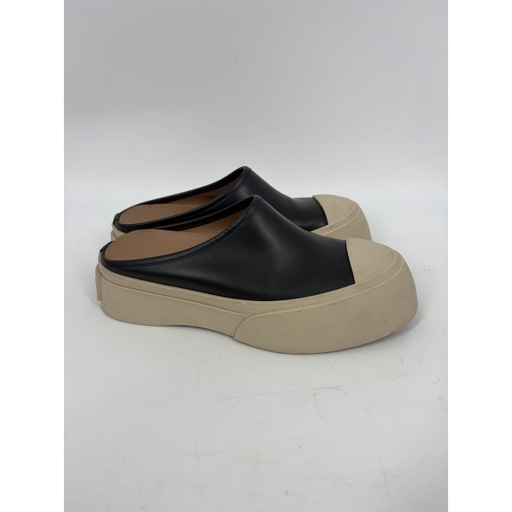 MARNI Black Leather Pablo Sabot Slip-On Platform Mules Chunky Size EU 38 US 8